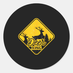 Sticker Rond Panneau de passage de cerfs Noël Xing Renne Drôle