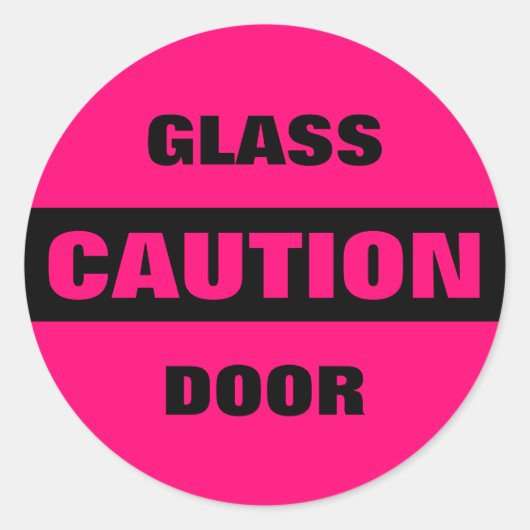 Sticker Rond Panneau de porte en verre Pink Attention (Devant)