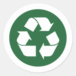 Sticker Rond Panneau de recyclage vert