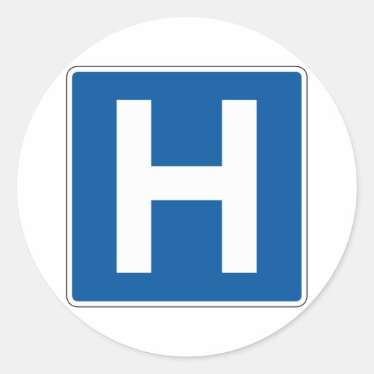 Sticker Rond Panneau de rue de l'hôpital (Devant)
