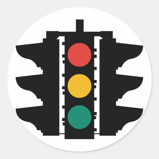 Sticker Rond Panneau de rue feux de signalisation (Devant)