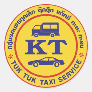 Sticker Rond Panneau de service de taxi Tuk Tuk, Thaïlande