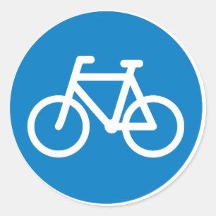 Sticker Rond Panneau de signalisation de voie cyclable bleu Sym