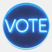 Sticker Rond Panneau de vote Neon bleu brillant (Devant)