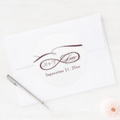 Sticker Rond Panneau d'infini Love Script Mariage blanc Bourgog (Enveloppe)