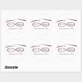Sticker Rond Panneau d'infini Love Script Mariage blanc Bourgog (Feuille)