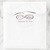 Sticker Rond Panneau d'infini Love Script Mariage blanc Bourgog (Sac)