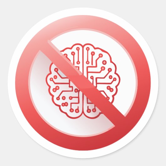 Sticker Rond Panneau d'interdiction d'utiliser l'intelligence a (Devant)