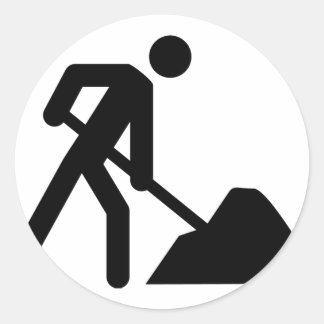 Sticker Rond panneau du travailleur de construction