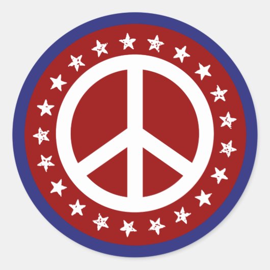 Sticker Rond Panneau et étoiles blanc et bleu rouge (Devant)