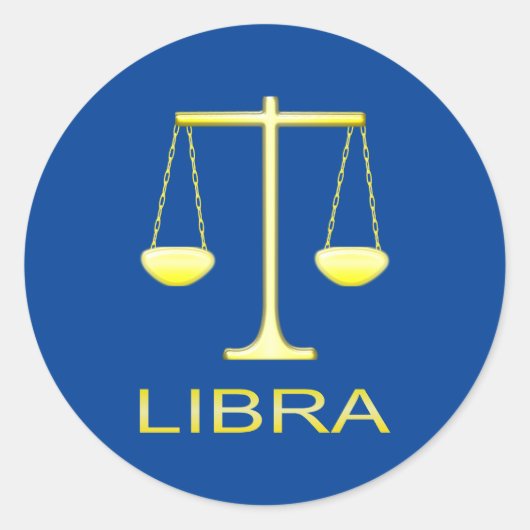Sticker Rond Panneau étoile Balance dorée de Libra (Devant)