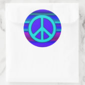 Sticker Rond Panneau Fractal et Paix Bleu (Sac)