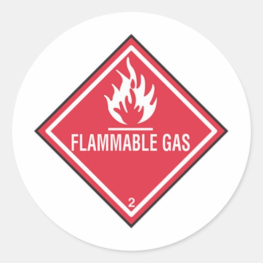 Sticker Rond Panneau gaz inflammable (Devant)