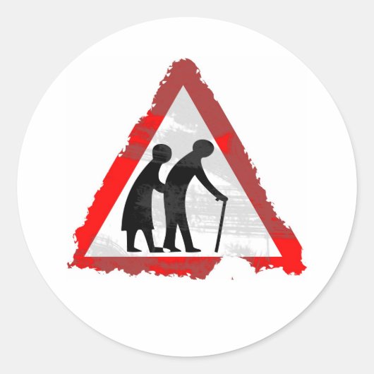 Sticker Rond Panneau Grunge Personnes Âgées (Devant)