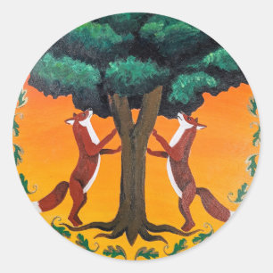 Sticker Rond Panneau hexadécimal du guide animal : Fox