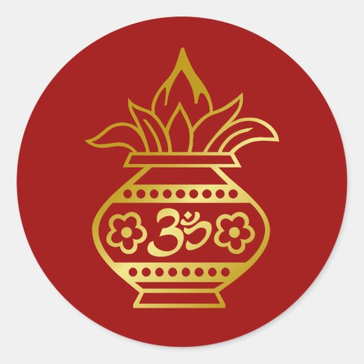 Sticker Rond Panneau indien Kalash avec Om (Devant)