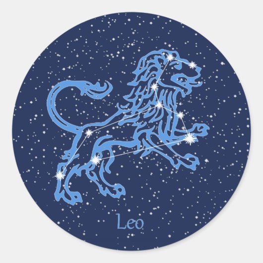 Sticker Rond Panneau Léo Constellation et Zodiaque avec étoiles (Devant)