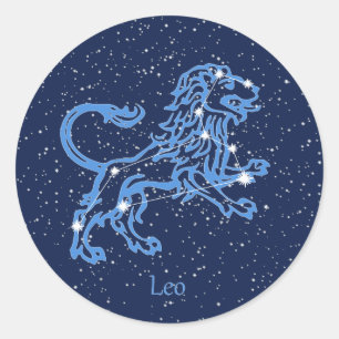 Sticker Rond Panneau Léo Constellation et Zodiaque avec étoiles