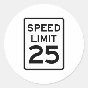 Sticker Rond Panneau Limite de vitesse 25 MPH