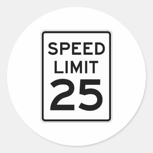 Sticker Rond Panneau Limite de vitesse 25 MPH (Devant)