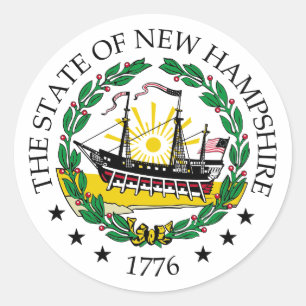 Sticker Rond Panneau New Hampshire