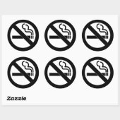 Sticker Rond Panneau noir et blanc Interdiction de fumer (Feuille)