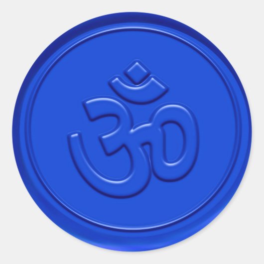 Sticker Rond Panneau Om Bleu Embossé (Devant)