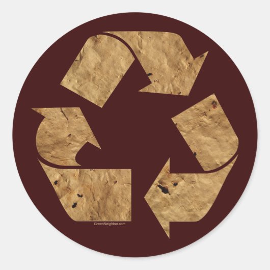 Sticker Rond Panneau Recyclage Brown (Devant)