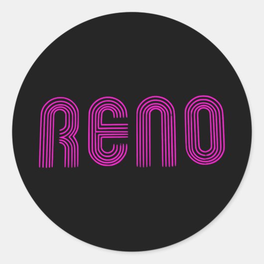 Sticker Rond Panneau Reno rose (Devant)