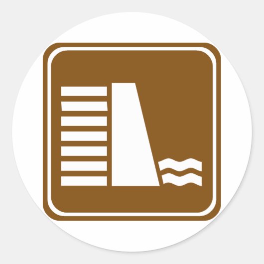 Sticker Rond Panneau routier du barrage ou du réservoir (Devant)