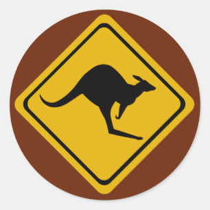 Sticker Rond panneau routier kangourou