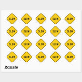 Sticker Rond Panneau routier lent (Feuille)