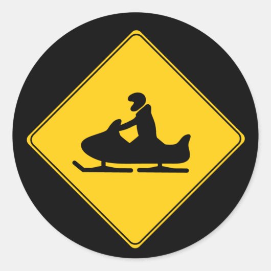 Sticker Rond Panneau routier - Motoneige (Devant)