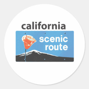 Sticker Rond Panneau routier pittoresque d'itinéraire de route