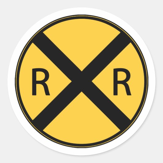 Sticker Rond Panneau routier Traversée ferroviaire (Devant)