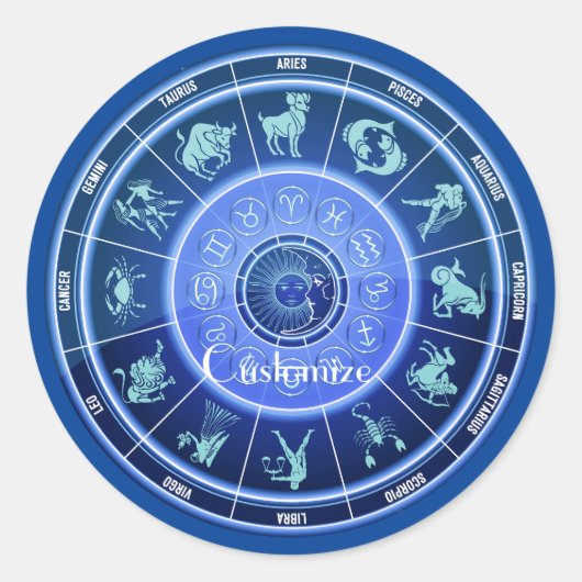 Sticker Rond Panneau solaire Zodiac Calendrier Astrologie Thund (Devant)