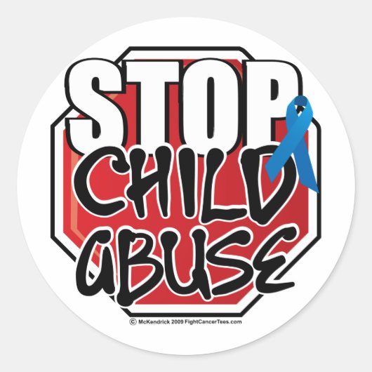 Sticker Rond Panneau Stop Child Abuse (Devant)