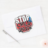 Sticker Rond Panneau Stop Child Abuse (Enveloppe)