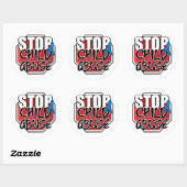Sticker Rond Panneau Stop Child Abuse (Feuille)