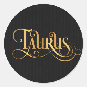 Sticker Rond Panneau tourbillonnant Zodiac Taurus Gold sur Noir