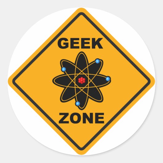 Sticker Rond Panneau Zone Geek (Devant)