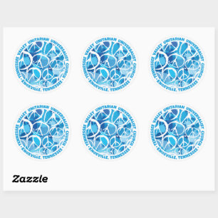 Sticker Rond Panneaux de paix TVUC dans les tons bleus