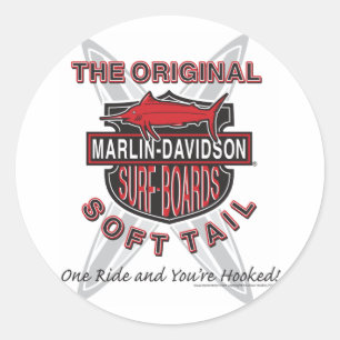 Sticker Rond Panneaux de surf de Marlin Davidsons