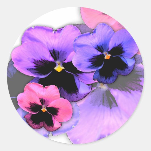 Sticker Rond Pansies aquarelles (Devant)
