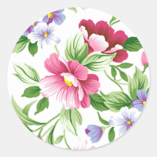 Sticker Rond Pansies de lavande rose florale (Devant)
