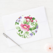 Sticker Rond Pansies de lavande rose florale (Enveloppe)