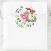 Sticker Rond Pansies de lavande rose florale (Sac)