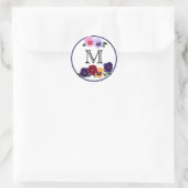 Sticker Rond Pansies monogrammes florales (Sac)