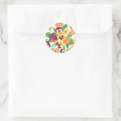 Sticker Rond Pansies sur blanc cassé (Sac)