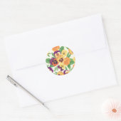 Sticker Rond Pansies sur blanc cassé (Enveloppe)